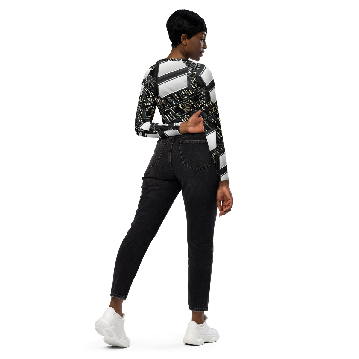 Long Sleeve Crop Top - Electro Essence