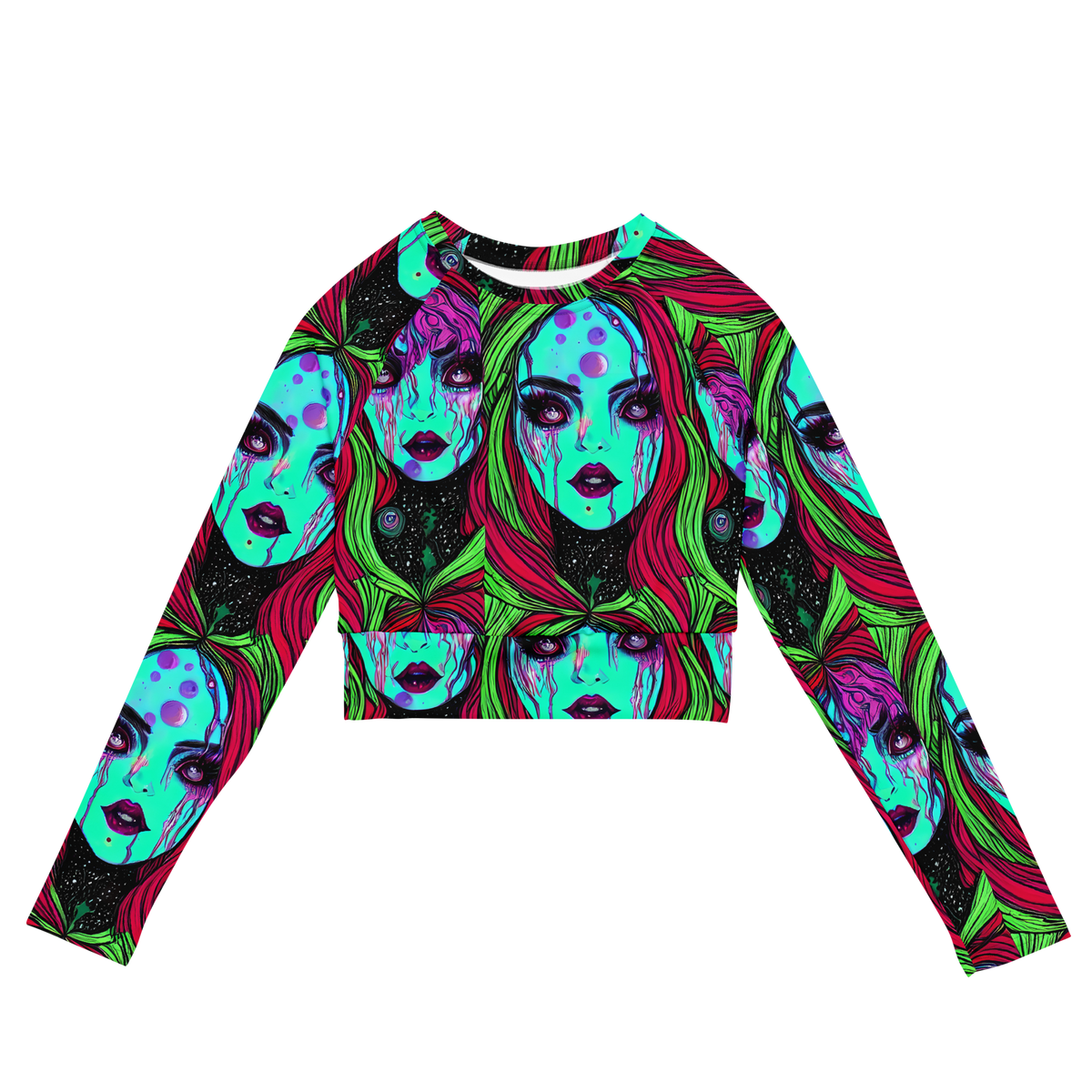 Long Sleeve Crop Top - Luminous Nightfall
