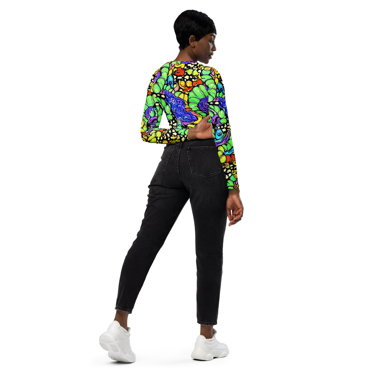 Long Sleeve Crop Top - Frostwork Fantasy