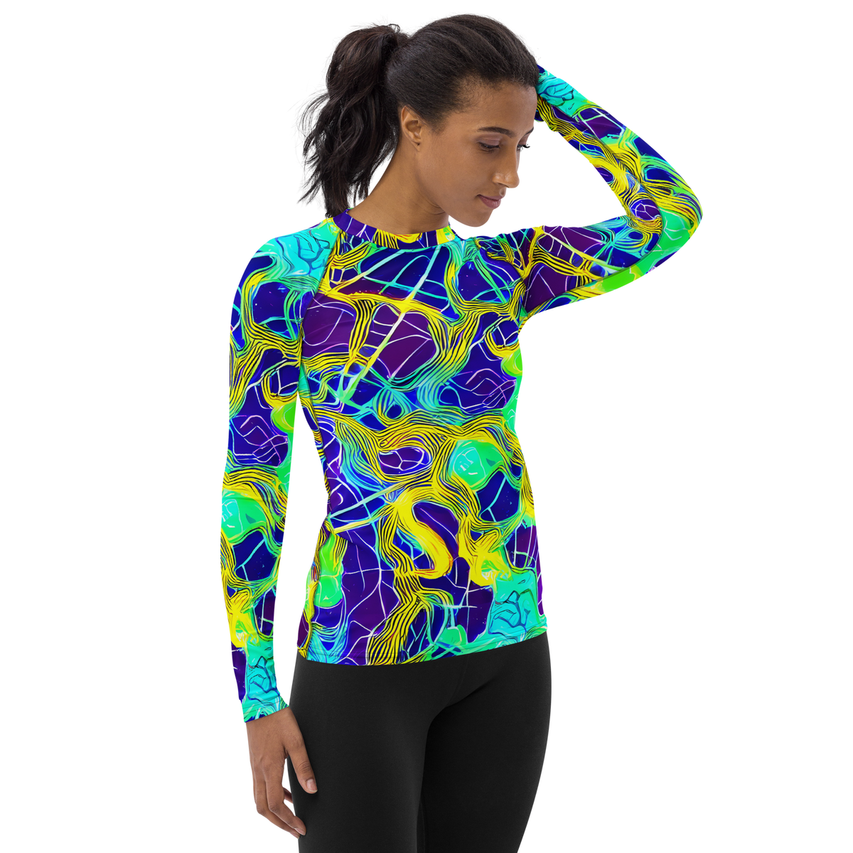 Women's Rash Guard - Neon Jungle Rhapsody