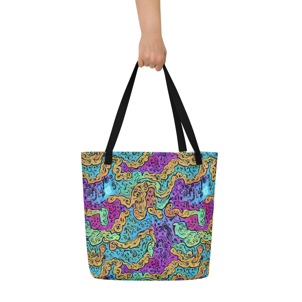 Large Tote Bag w/ Pocket - Intergalactic Graffiti
