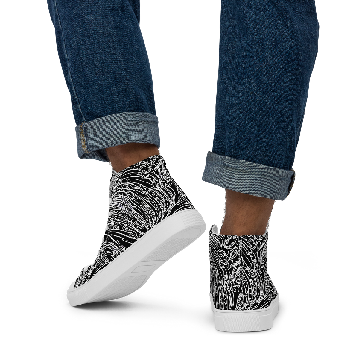 Men's High Top Canvas Shoes - Stellar Tsunami