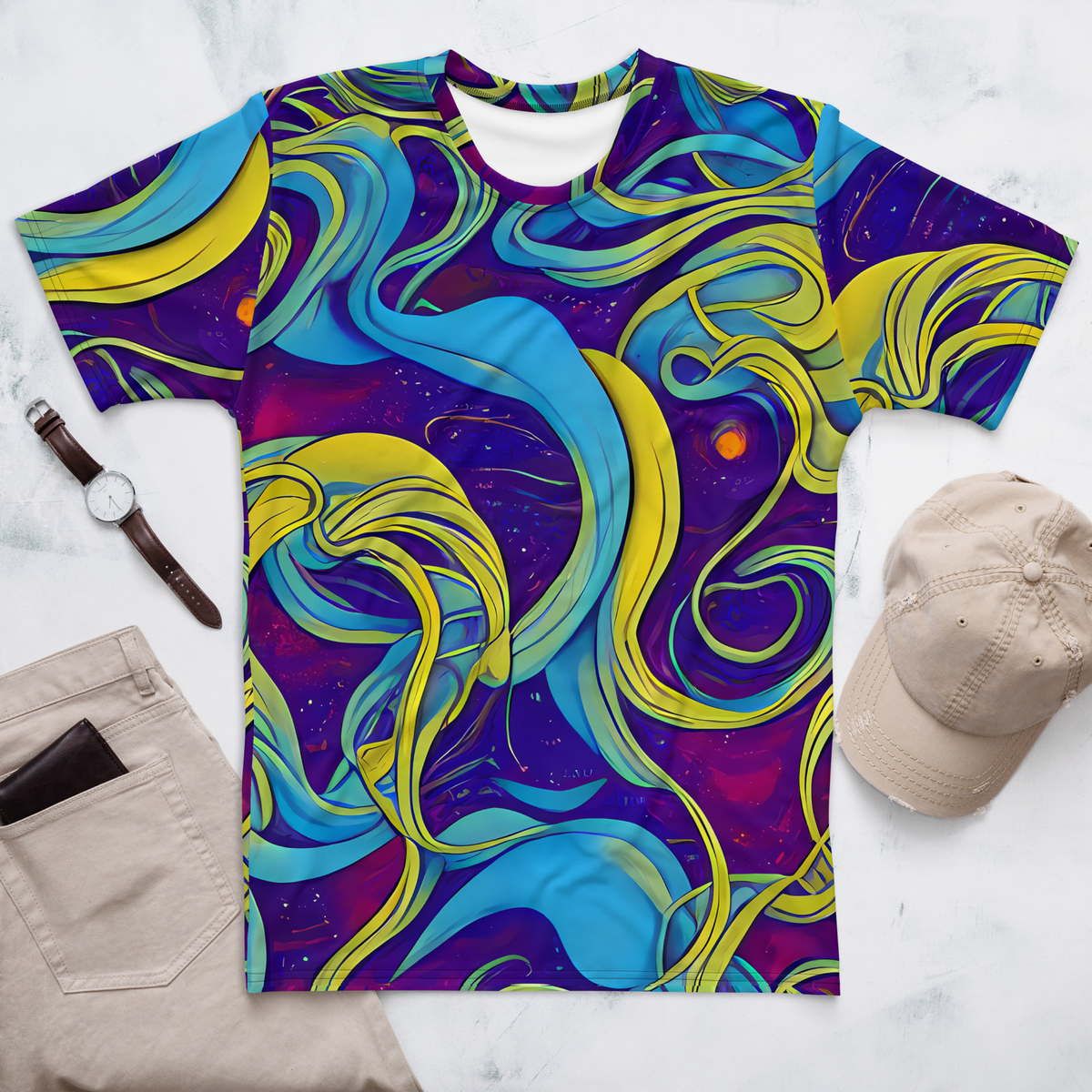 Men's Crew Neck T-Shirt - Stellar Swirls