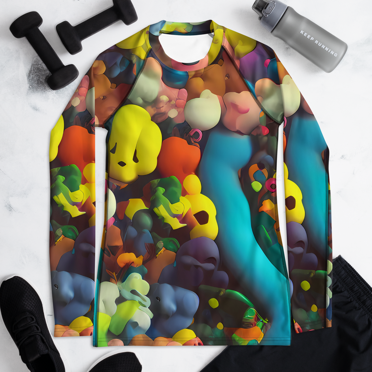 Women's Rash Guard - Bubble Pop Art