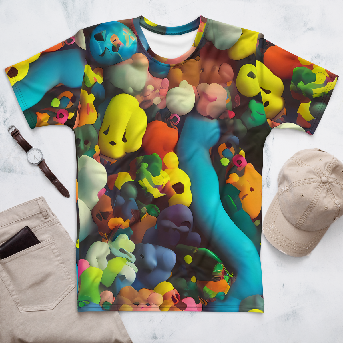 Men's Crew Neck T-Shirt - Bubble Pop Art