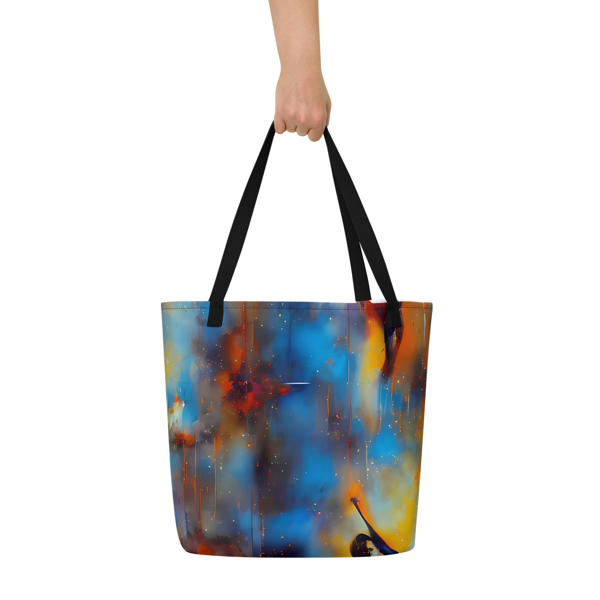 Large Tote Bag w/ Pocket - Cobalt Vogue