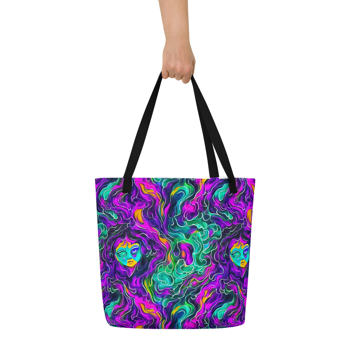 Large Tote Bag w/ Pocket - Vortex Dream