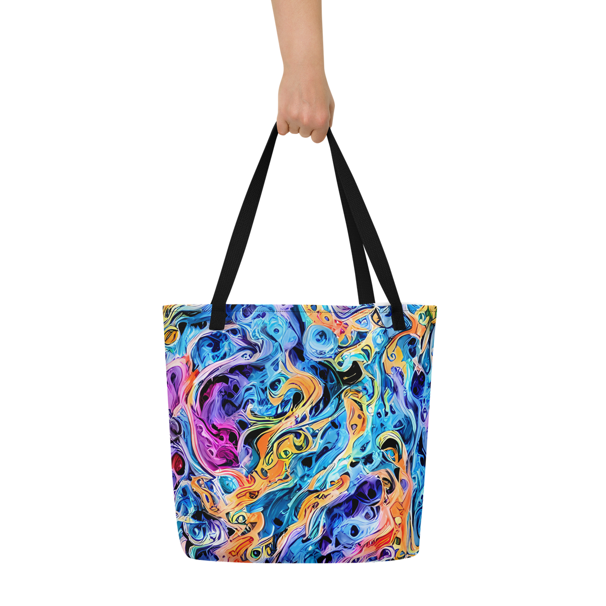 Large Tote Bag w/ Pocket - Rococo Vortex