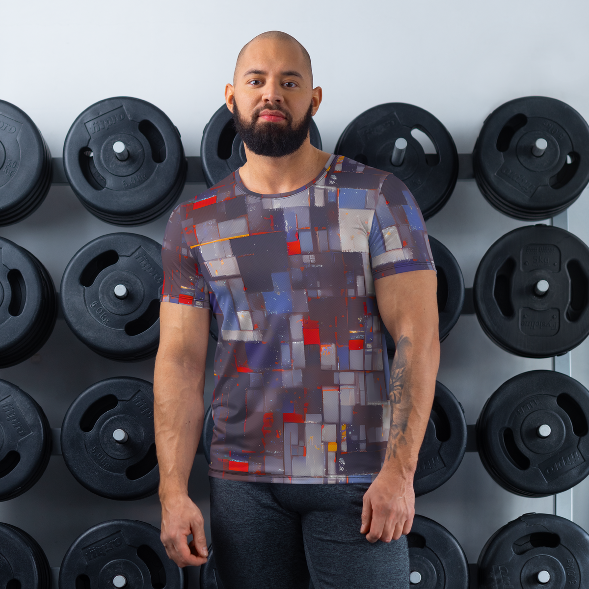 Men's Athletic T-Shirt - Cubist Rhythm