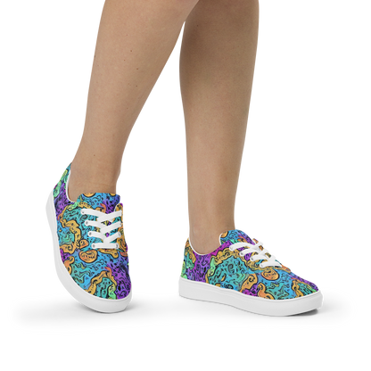 Women's Lace-Up Canvas Shoes - Intergalactic Graffiti