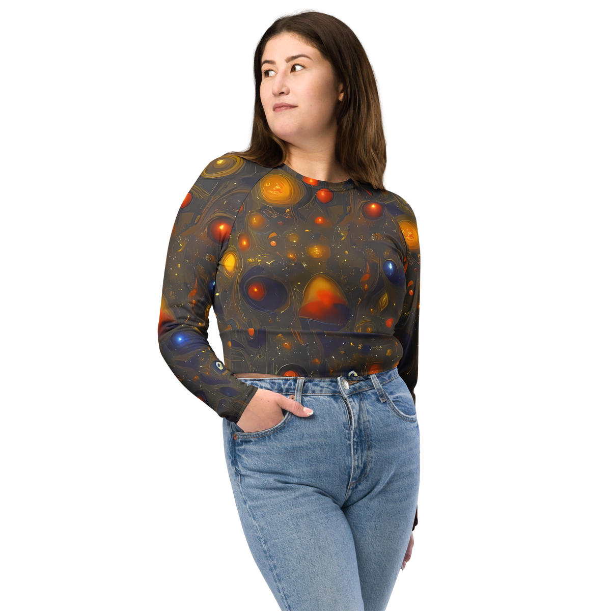Long Sleeve Crop Top - Chromal Flux