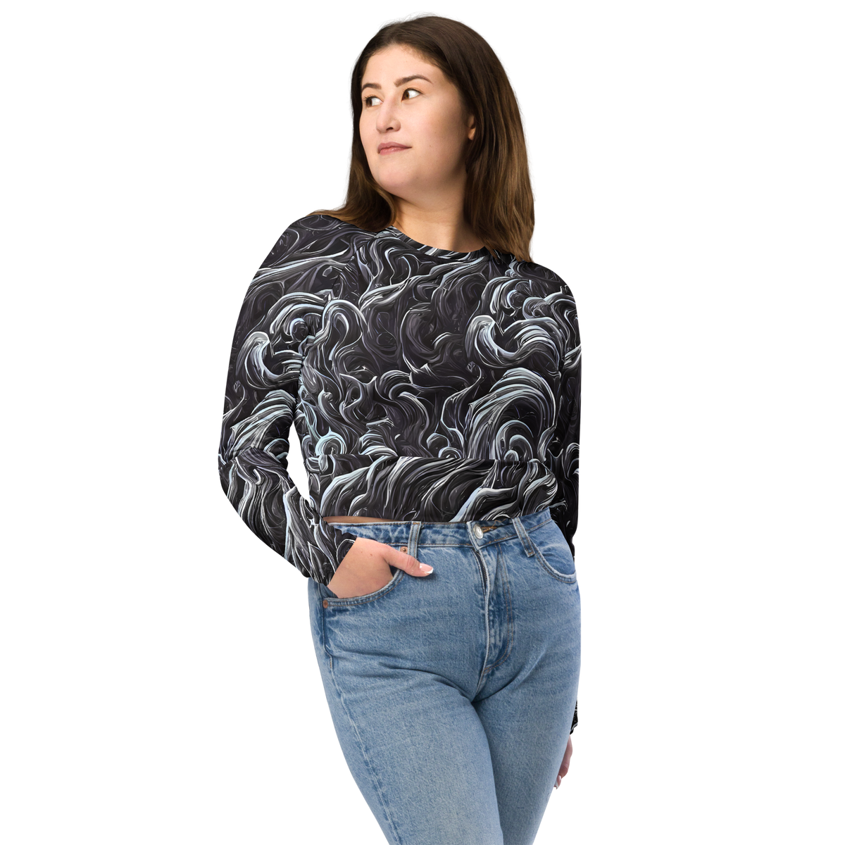 Long Sleeve Crop Top - Savrasov Swirls