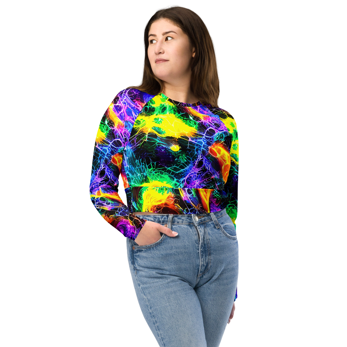 Long Sleeve Crop Top - Vivid Veil