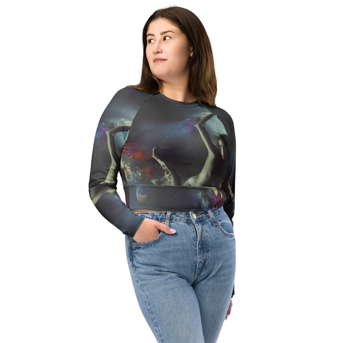 Long Sleeve Crop Top - Cosmic Dancer