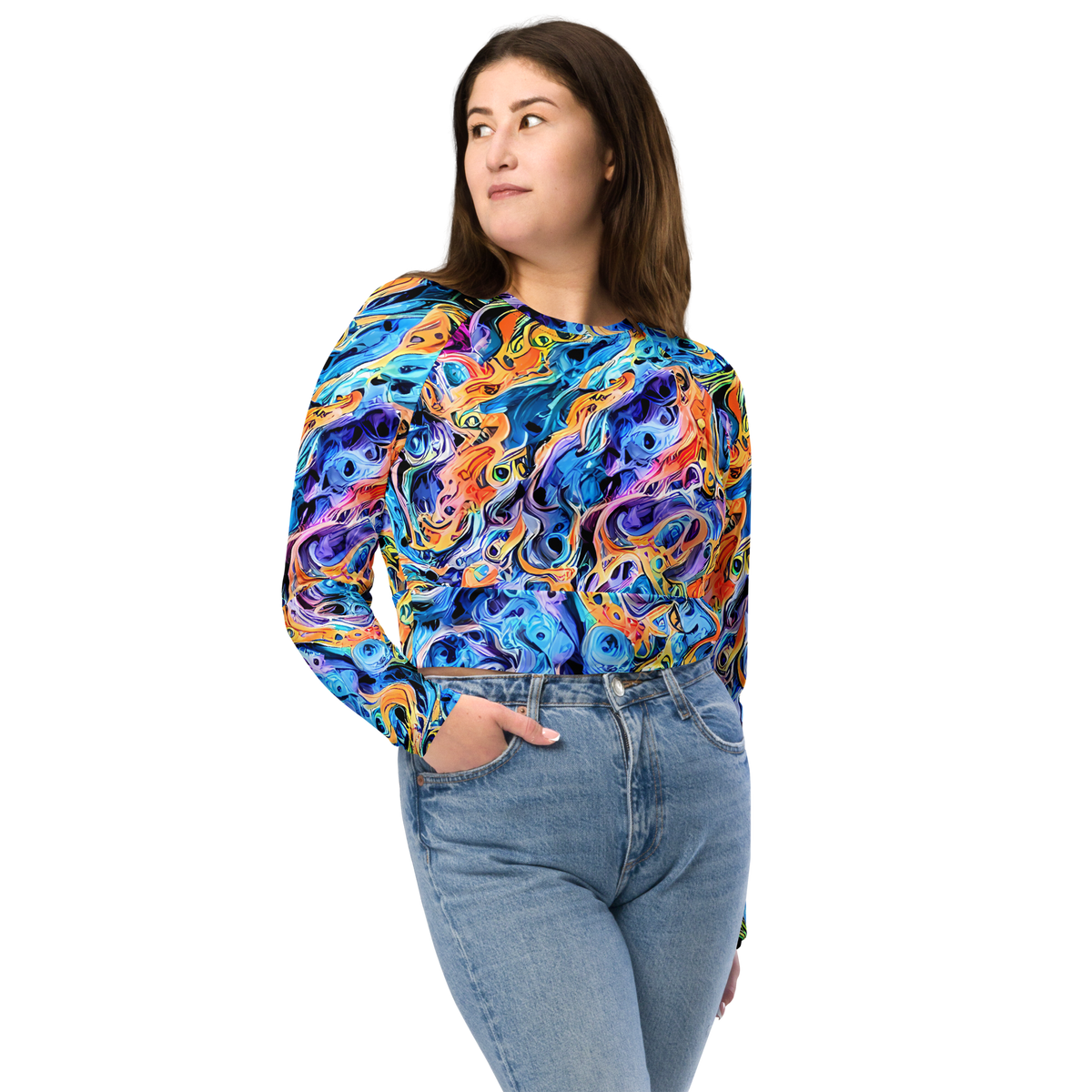 Long Sleeve Crop Top - Rococo Vortex