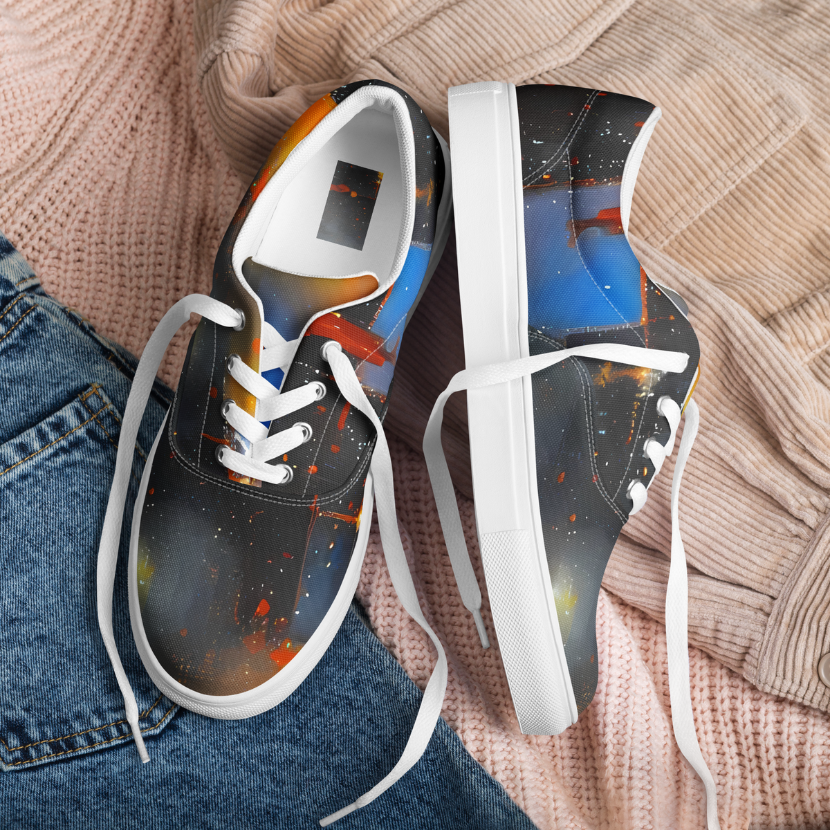 Women's Lace-Up Canvas Shoes - Monet's Matrix