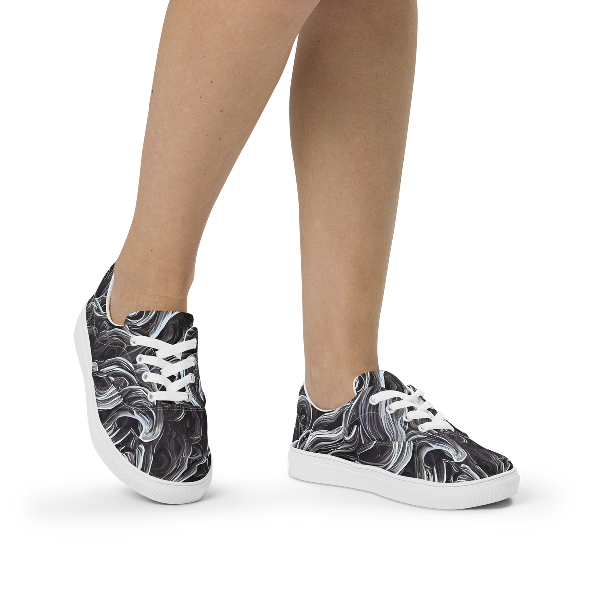 Women's Lace-Up Canvas Shoes - Savrasov Swirls