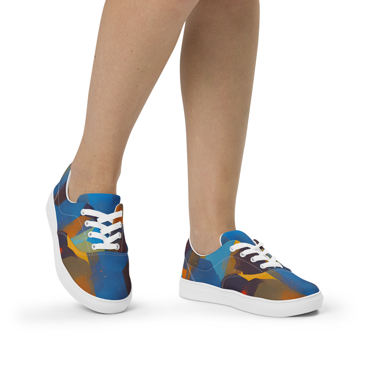 Women's Lace-Up Canvas Shoes - Cubist Dusk