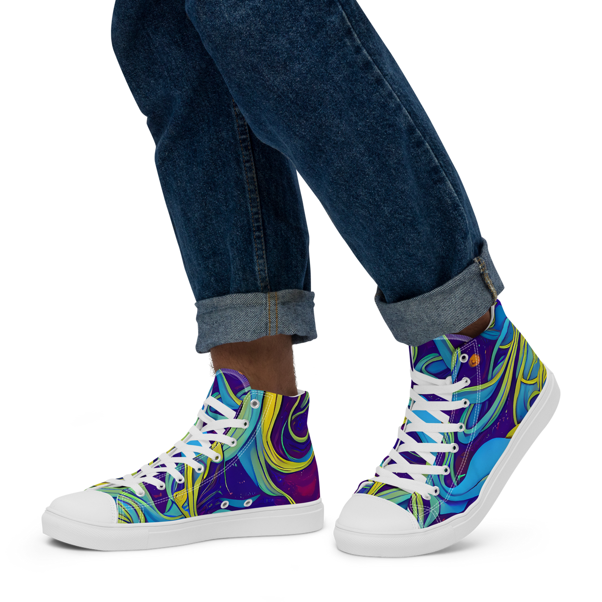 Men's High Top Canvas Shoes - Stellar Swirls