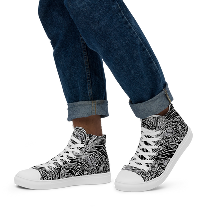 Men's High Top Canvas Shoes - Stellar Tsunami