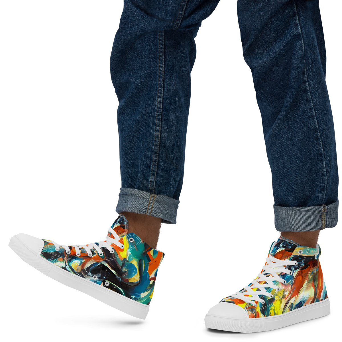 Men's High Top Canvas Shoes - Chromatic Vortex