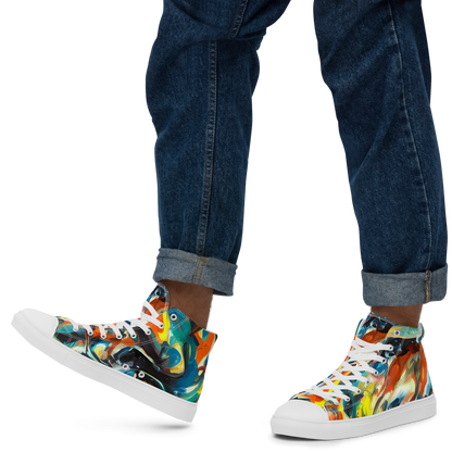 Men's High Top Canvas Shoes - Chromatic Vortex