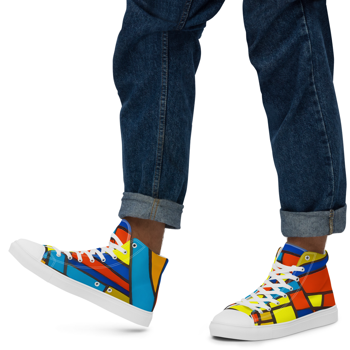 Men's High Top Canvas Shoes - Mondrian Mesh