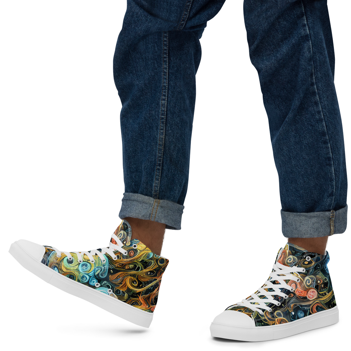 Men's High Top Canvas Shoes - Wild Cosmos
