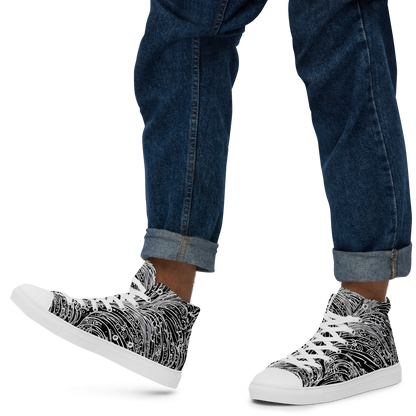 Men's High Top Canvas Shoes - Stellar Tsunami