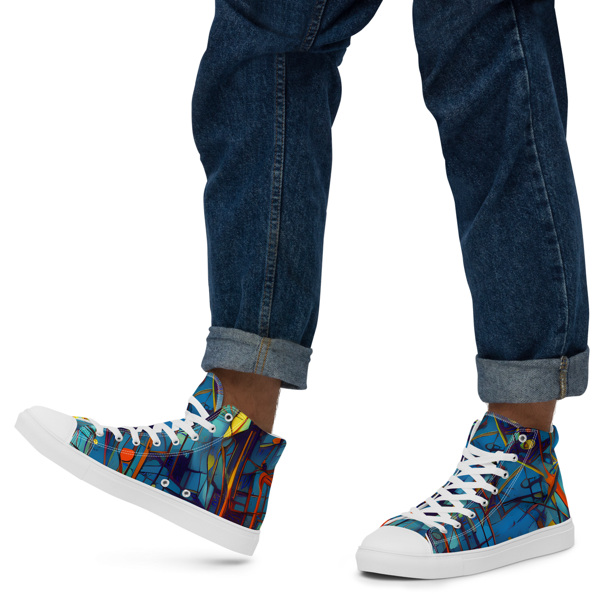 Men's High Top Canvas Shoes - Abstract Eddy