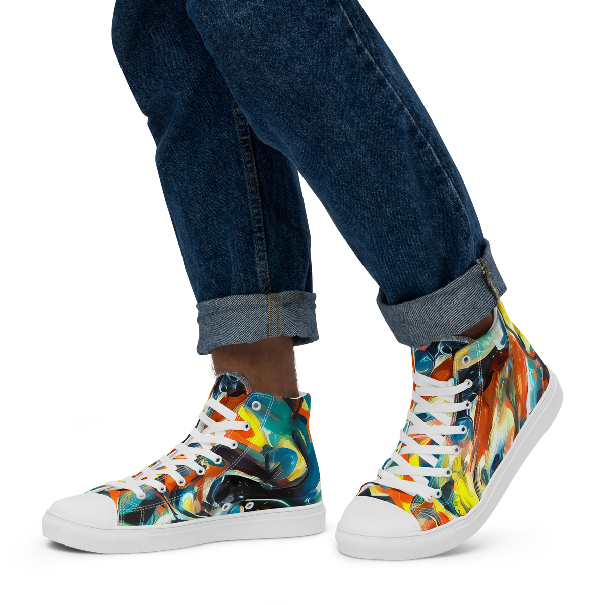 Men's High Top Canvas Shoes - Chromatic Vortex