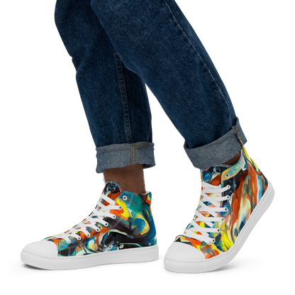 Men's High Top Canvas Shoes - Chromatic Vortex