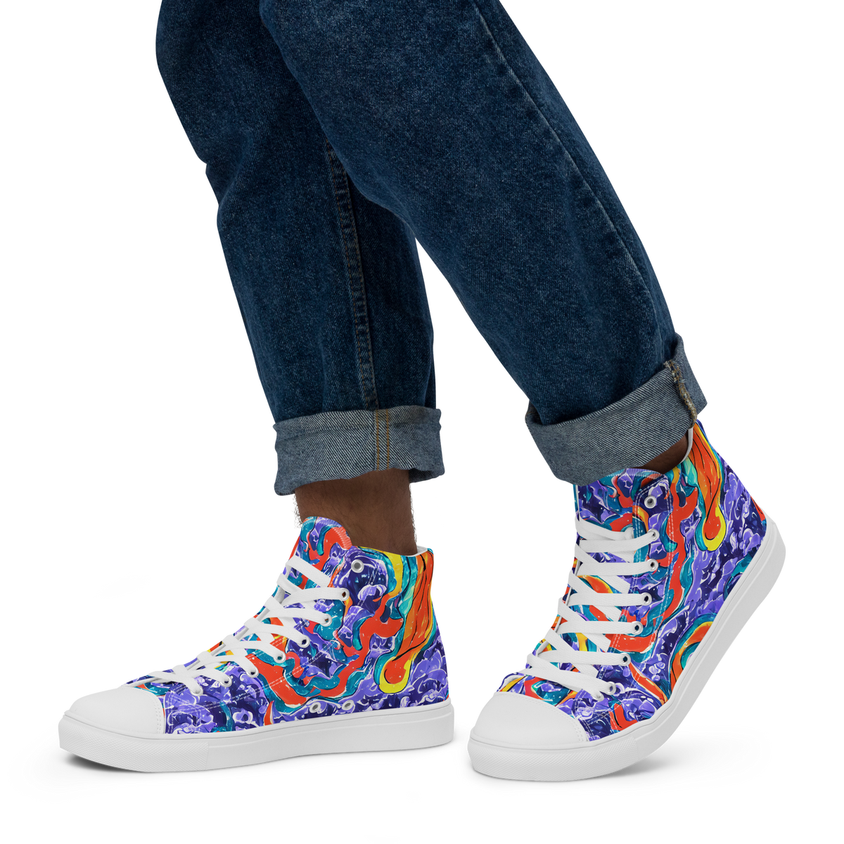 Men's High Top Canvas Shoes - Galactic Waves