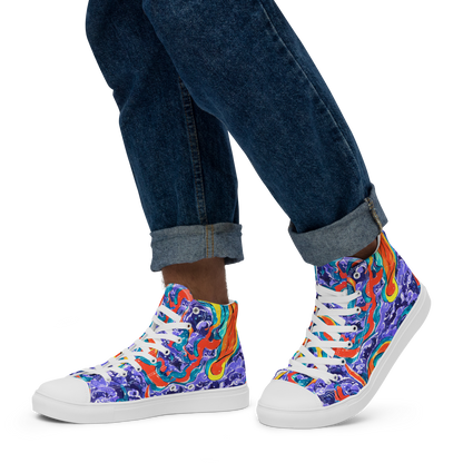 Men's High Top Canvas Shoes - Galactic Waves