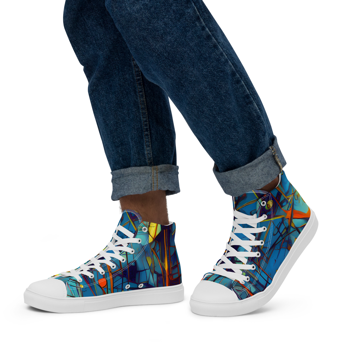 Men's High Top Canvas Shoes - Abstract Eddy