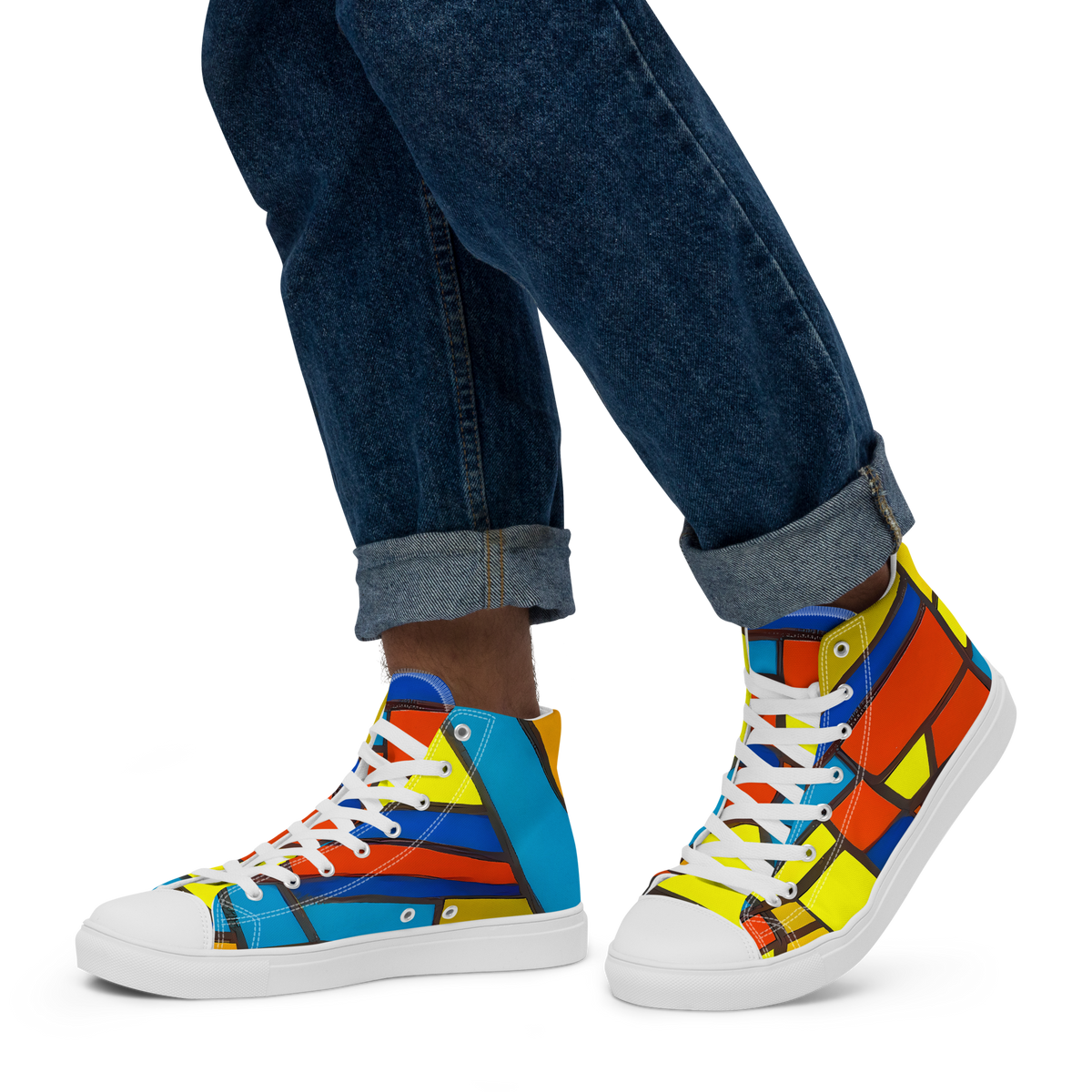 Men's High Top Canvas Shoes - Mondrian Mesh