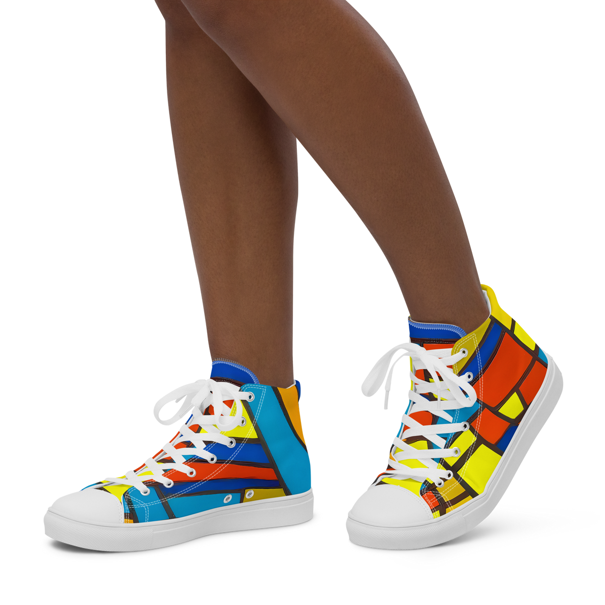 Women's High Top Canvas Shoes - Mondrian Mesh