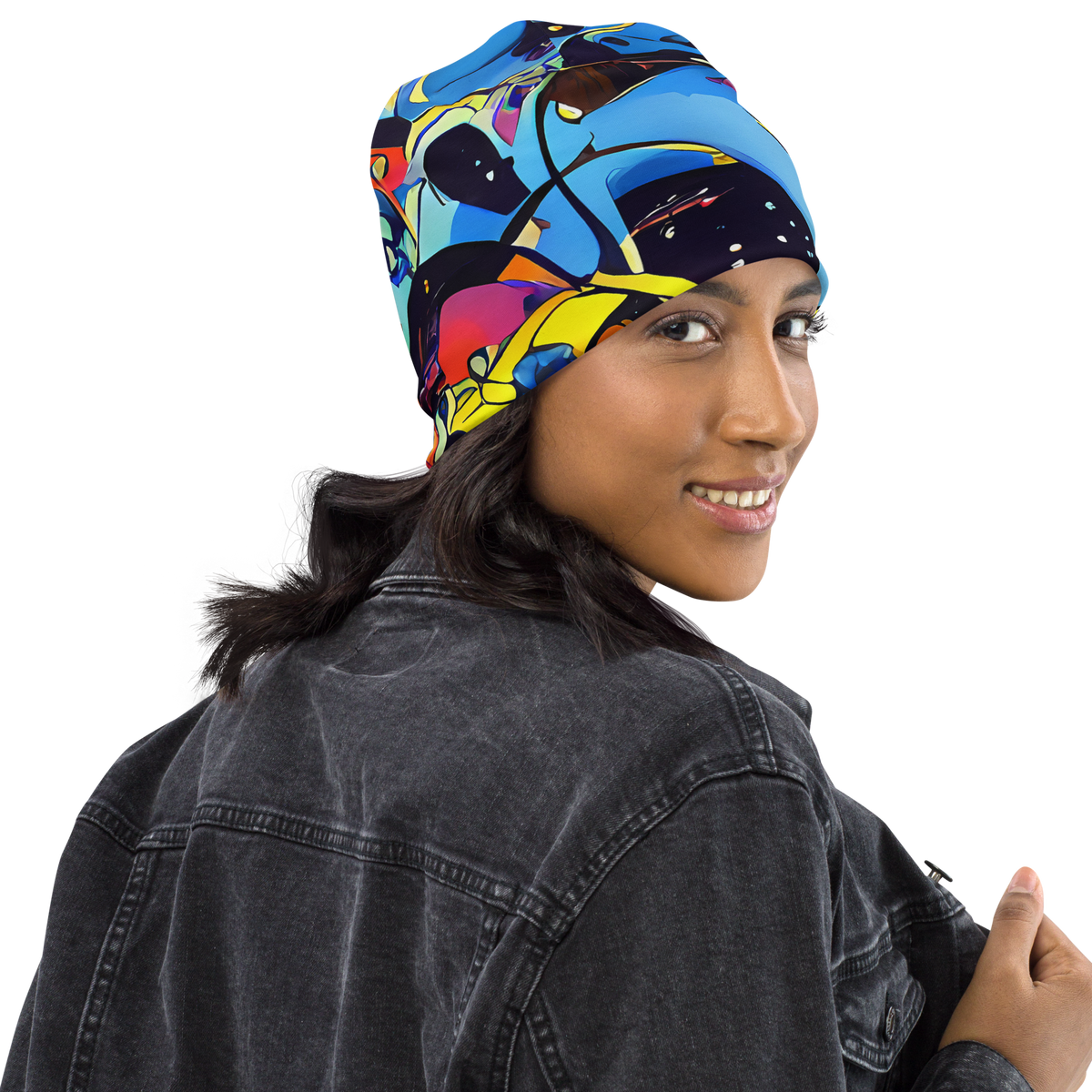 Beanie - Brown Brushwork