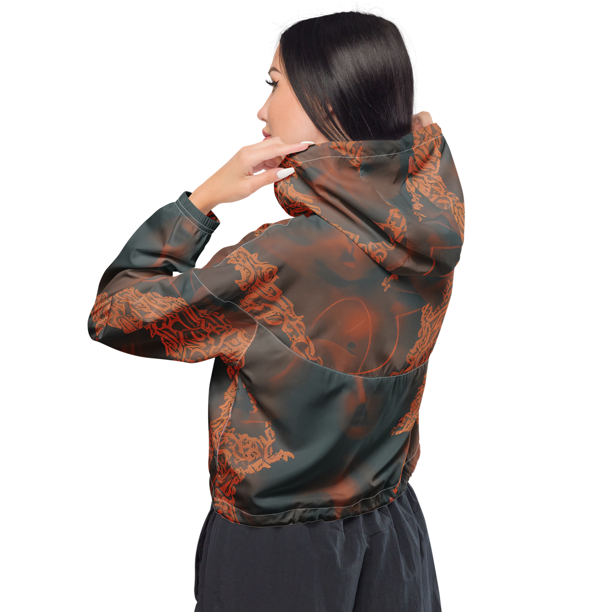 Women's Cropped Windbreaker - Chimeric Visage