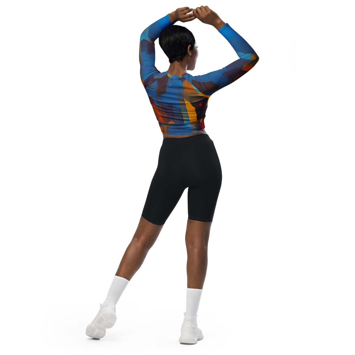 Long Sleeve Crop Top - Cubist Dusk