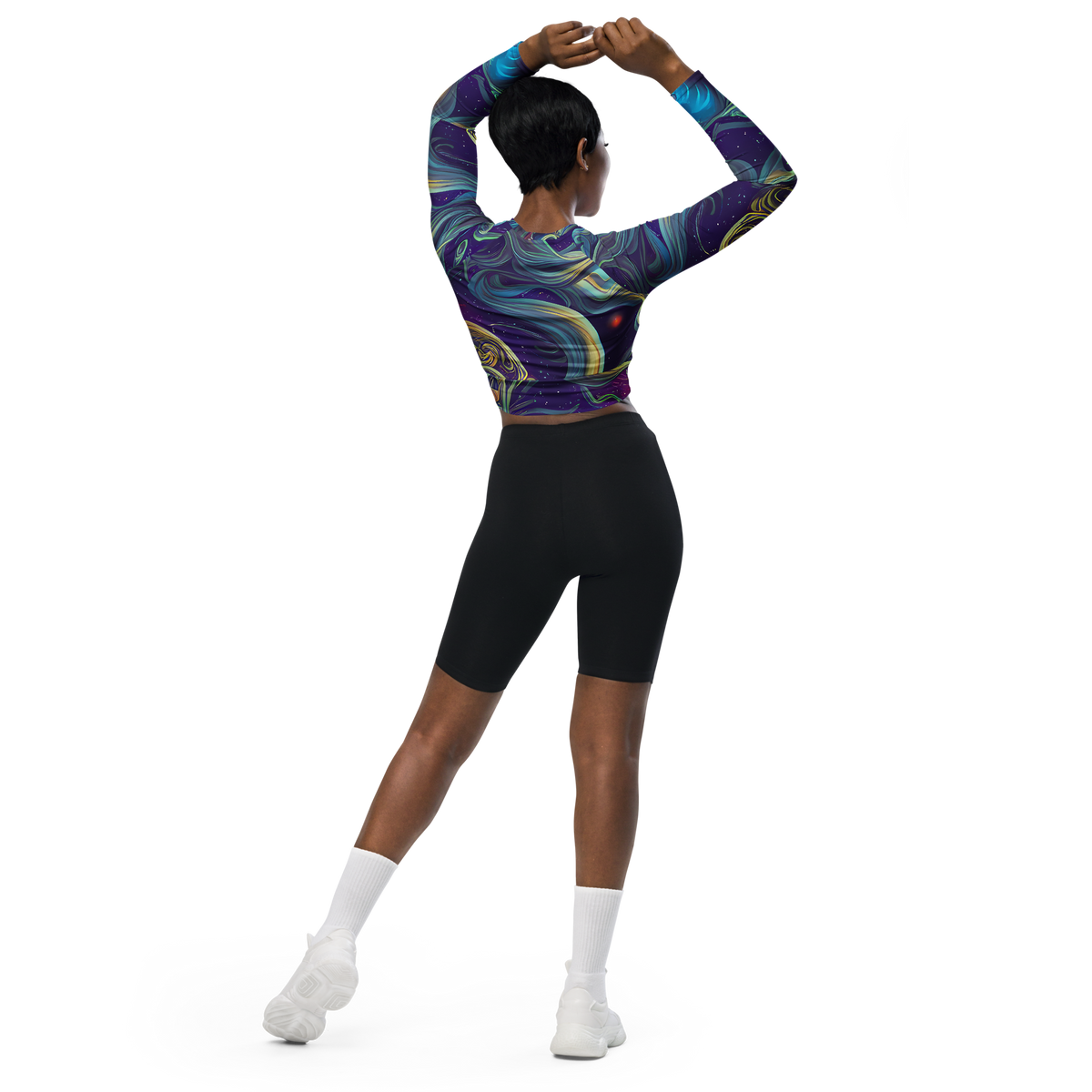 Long Sleeve Crop Top - Stellar Waves