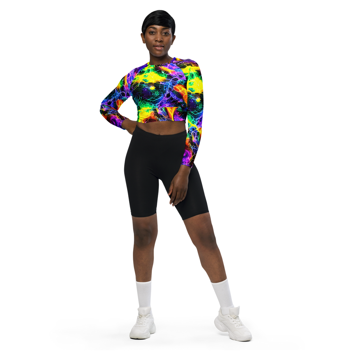 Long Sleeve Crop Top - Vivid Veil