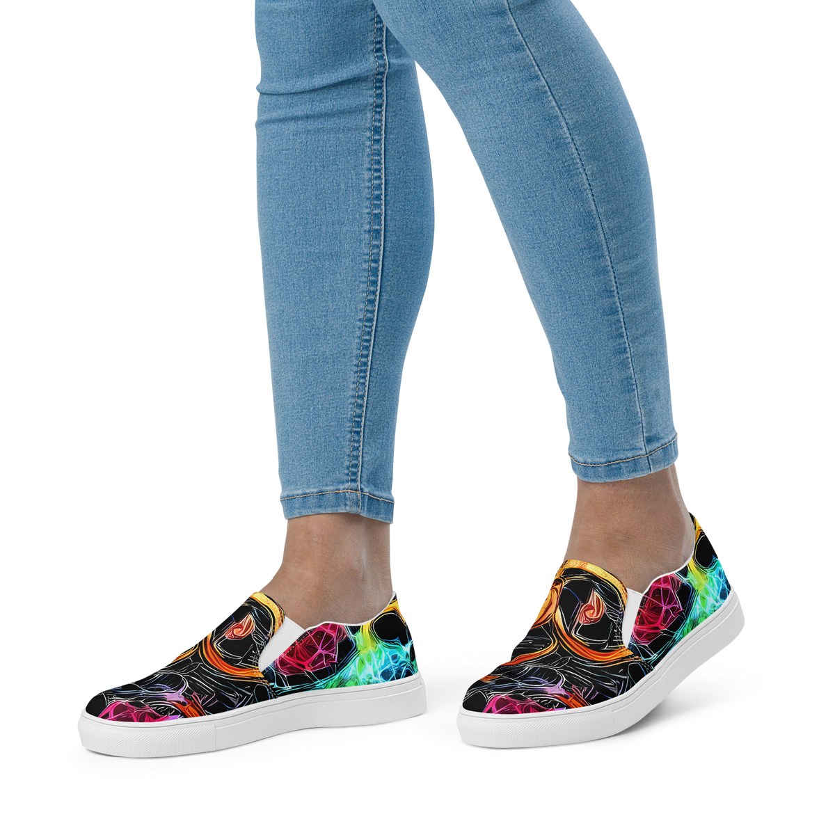 Women's Slip-On Canvas Shoes - Psychedelic Pulsar