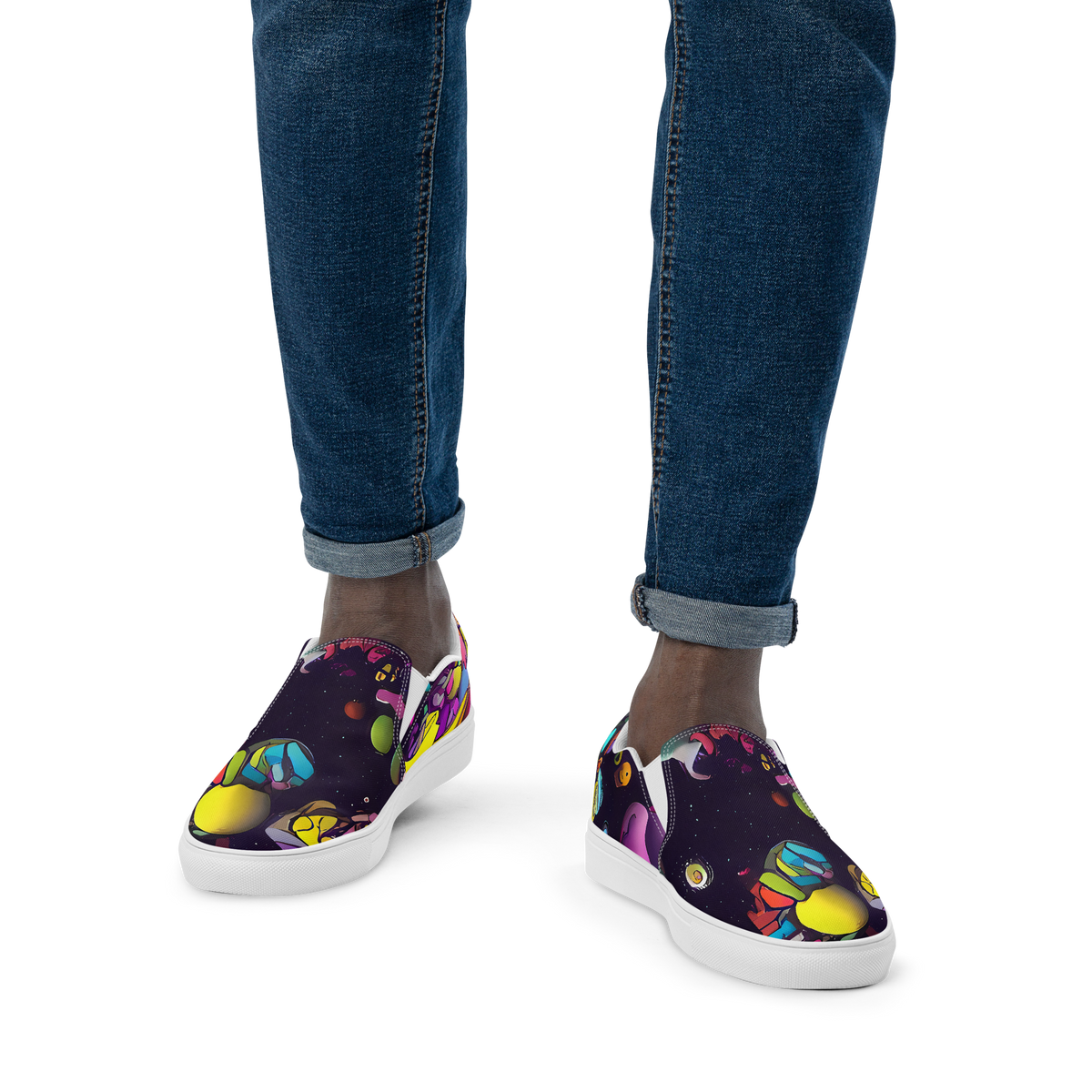 Men's Slip-On Canvas Shoes - Galactic Playground