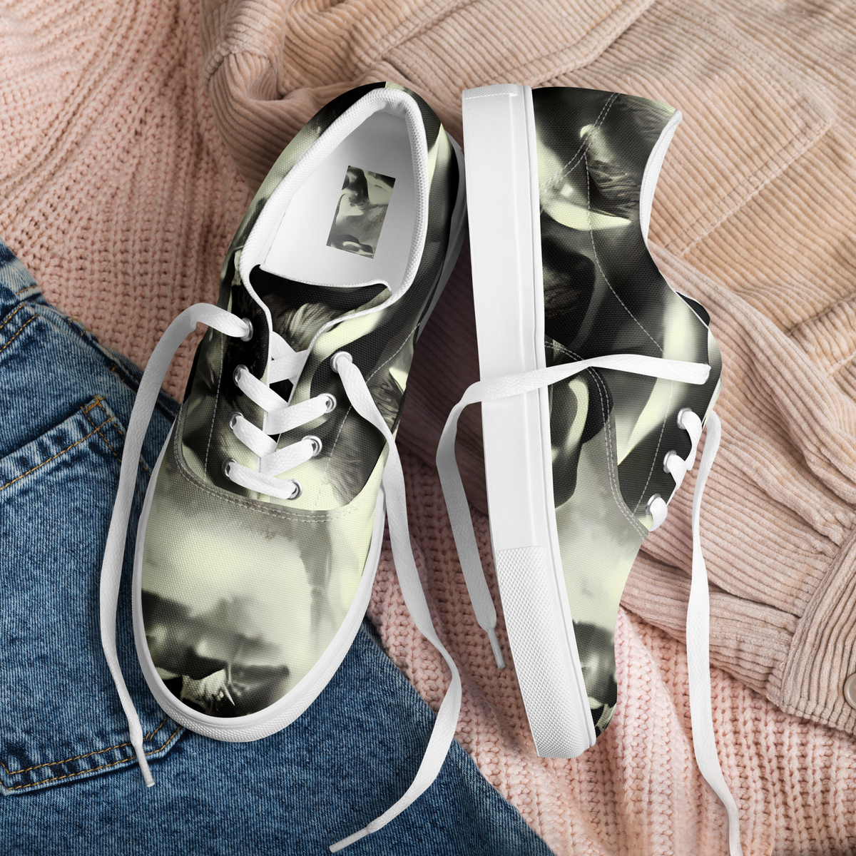 Women's Lace-Up Canvas Shoes - Shadowed Mystique