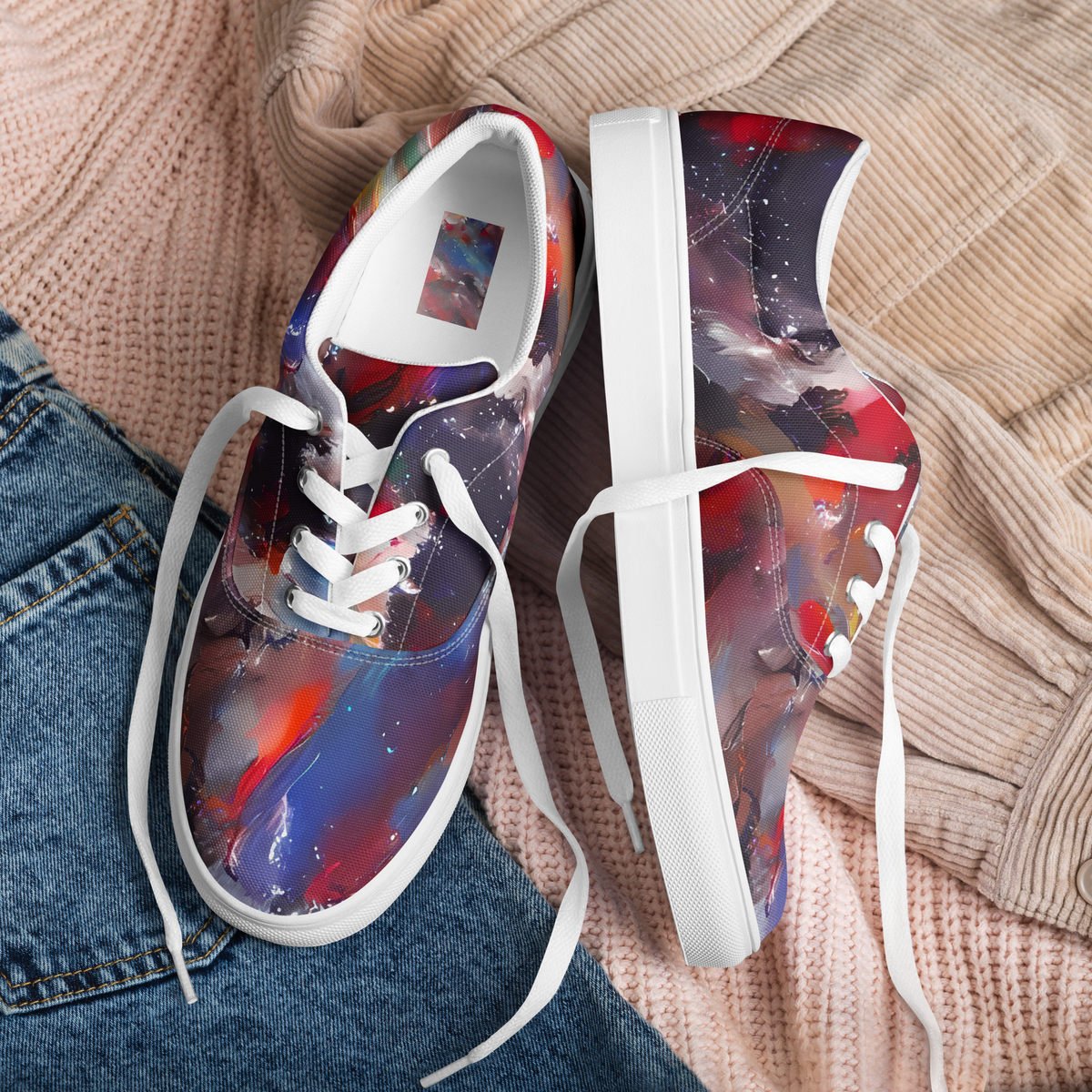 Women's Lace-Up Canvas Shoes - Passionate Brush