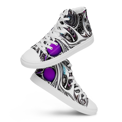 Women's High Top Canvas Shoes - Neo-Noir Waves