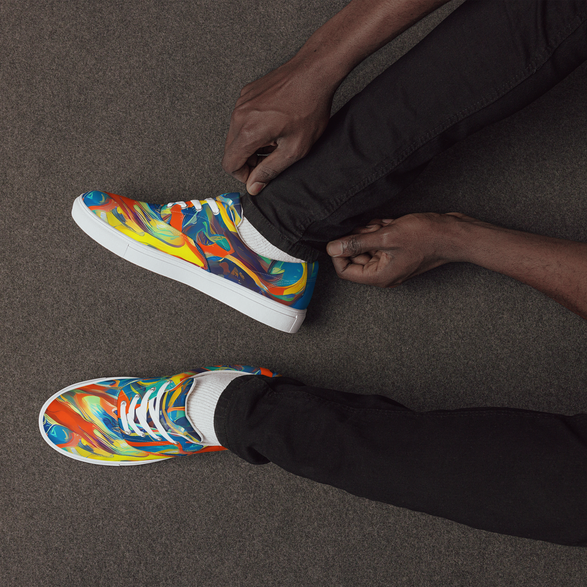 Men's Lace-Up Canvas Shoes - Chromatic Fusion