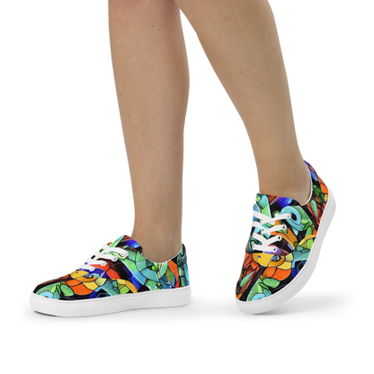 Women's Lace-Up Canvas Shoes - Cascade Muralista