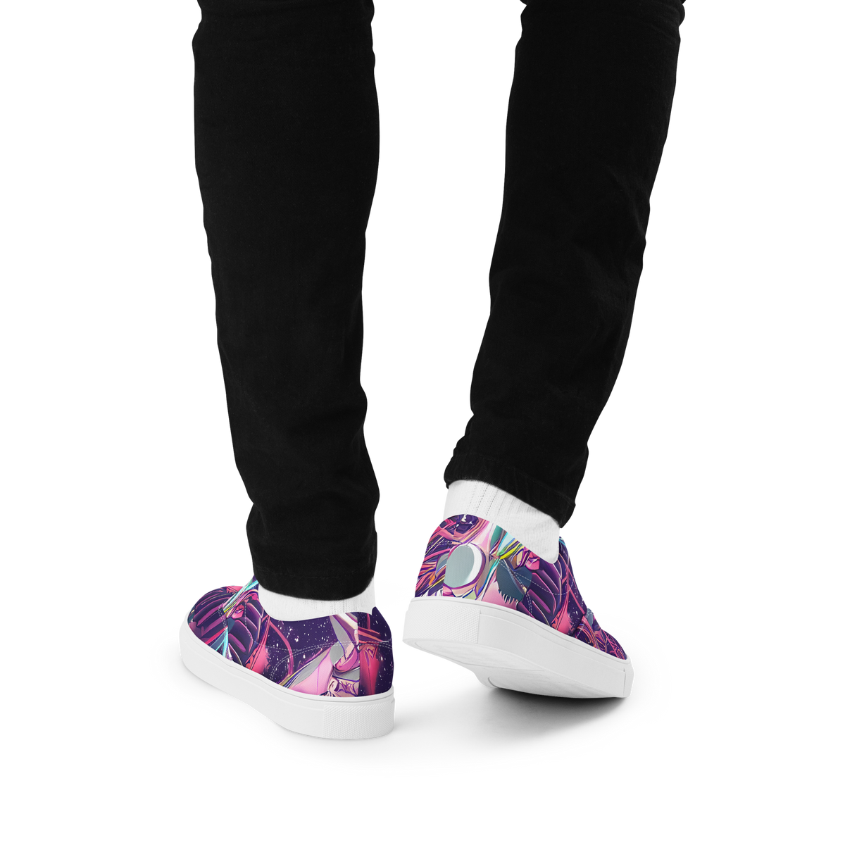 Men's Lace-Up Canvas Shoes - Neo-Tokyo Twirl